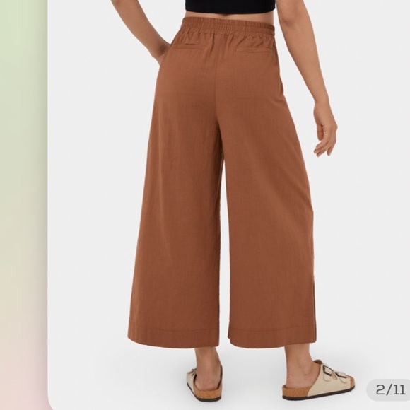 Halara High Waisted Plicated Split Hem Wide Leg Palazzo Capri Pants Medium Rust - Picture 4 of 11